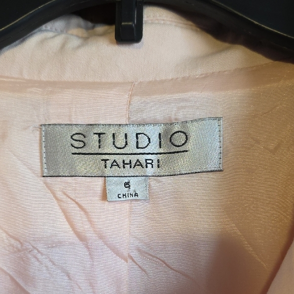 Tahari Light Pink Trench Coat with Black Buttons - Picture 2 of 3